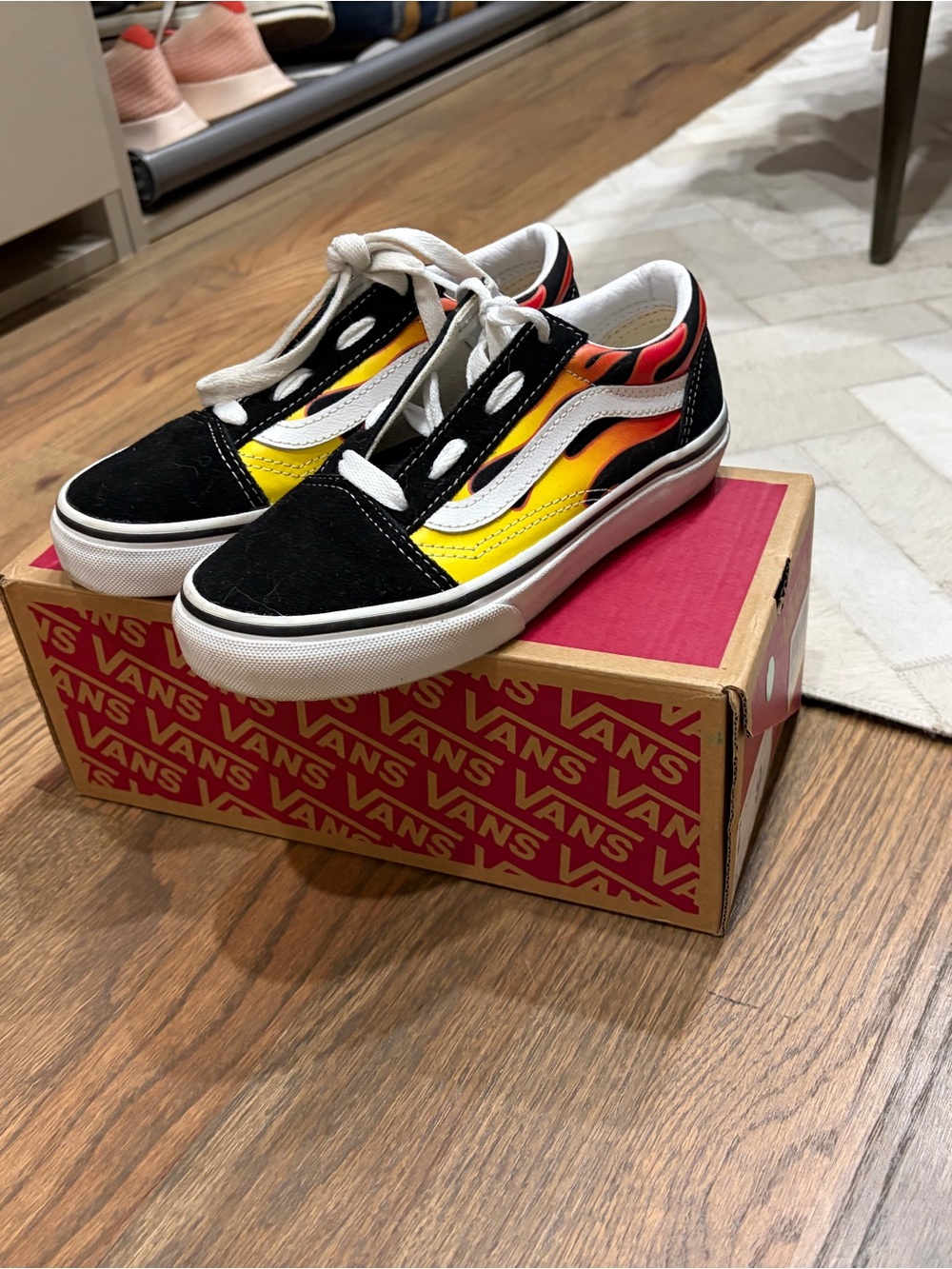 Vans Kids Old Skool Flame Sneakers - Black/Yellow/Red